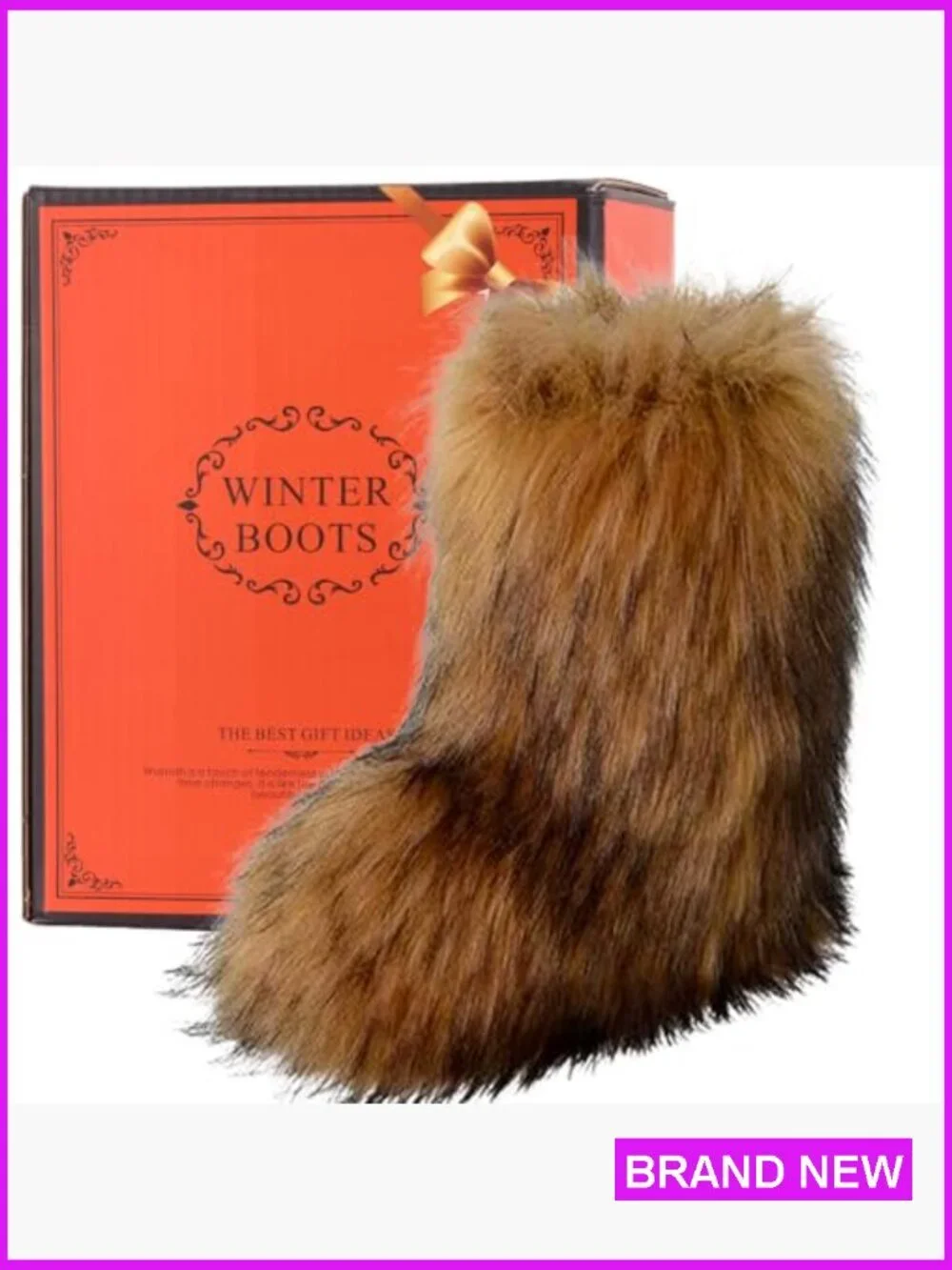 Faux Fur Snow Boots Y2K Fuzzy Warm Winter Mid-Calf Fluffy Comfortable